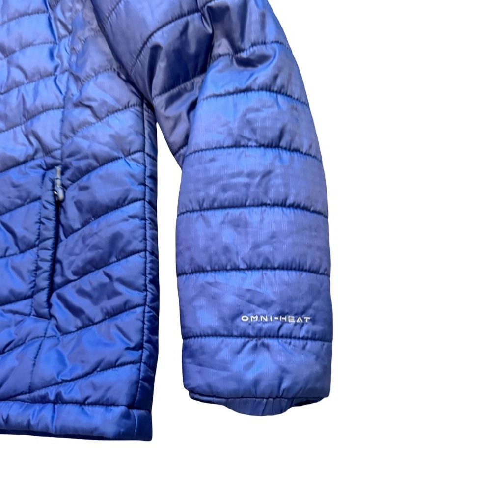 Columbia Boys Blue Omni-Heat Hooded Puffer Jacket Quilted Coat Size L 14/16 - Picture 3 of 12